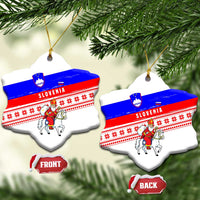 Slovenia Christmas Ceramic Ornament with Saint Nicholas White Horse Snowflake Pattern and National Flag Design - Wonder Print Shop