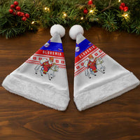 Slovenia Christmas Santa Hat with Saint Nicholas White Horse Snowflake Pattern and National Flag Design - Wonder Print Shop
