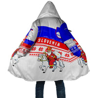 Slovenia Christmas Cloak with Saint Nicholas White Horse Snowflake Pattern and National Flag Design - Wonder Print Shop