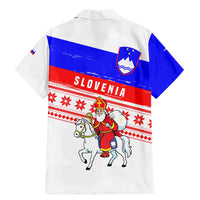 Slovenia Christmas Family Matching Mermaid Dress and Hawaiian Shirt with Saint Nicholas White Horse Snowflake Pattern and National Flag Design - Wonder Print Shop