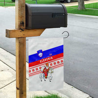 Slovenia Christmas Garden Flag with Saint Nicholas White Horse Snowflake Pattern and National Flag Design - Wonder Print Shop