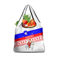 Slovenia Christmas Grocery Bag with Saint Nicholas White Horse Snowflake Pattern and National Flag Design - Wonder Print Shop