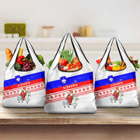 Slovenia Christmas Grocery Bag with Saint Nicholas White Horse Snowflake Pattern and National Flag Design - Wonder Print Shop