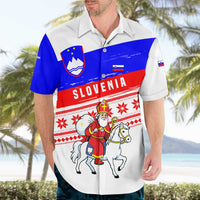 Slovenia Christmas Hawaiian Shirt with Saint Nicholas White Horse Snowflake Pattern and National Flag Design - Wonder Print Shop