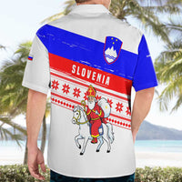 Slovenia Christmas Hawaiian Shirt with Saint Nicholas White Horse Snowflake Pattern and National Flag Design - Wonder Print Shop