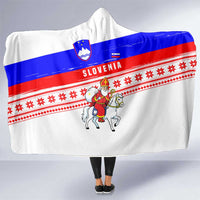 Slovenia Christmas Hooded Blanket with Saint Nicholas White Horse Snowflake Pattern and National Flag Design - Wonder Print Shop