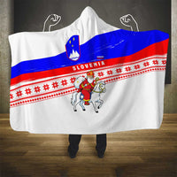 Slovenia Christmas Hooded Blanket with Saint Nicholas White Horse Snowflake Pattern and National Flag Design - Wonder Print Shop