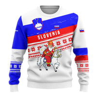 Slovenia Christmas Ugly Christmas Sweater with Saint Nicholas White Horse Snowflake Pattern and National Flag Design - Wonder Print Shop