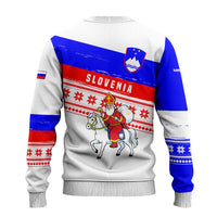 Slovenia Christmas Ugly Christmas Sweater with Saint Nicholas White Horse Snowflake Pattern and National Flag Design - Wonder Print Shop