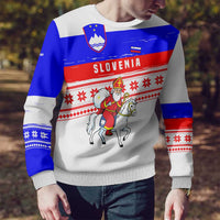 Slovenia Christmas Ugly Christmas Sweater with Saint Nicholas White Horse Snowflake Pattern and National Flag Design - Wonder Print Shop