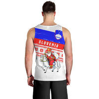 Slovenia Christmas Men Tank Top with Saint Nicholas White Horse Snowflake Pattern and National Flag Design - Wonder Print Shop