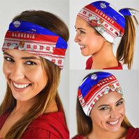 Slovenia Christmas Neck Gaiter with Saint Nicholas White Horse Snowflake Pattern and National Flag Design - Wonder Print Shop