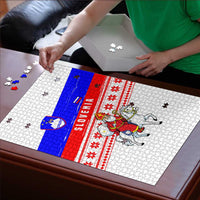 Slovenia Christmas Puzzle with Saint Nicholas White Horse Snowflake Pattern and National Flag Design - Wonder Print Shop