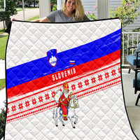 Slovenia Christmas Quilt with Saint Nicholas White Horse Snowflake Pattern and National Flag Design - Wonder Print Shop