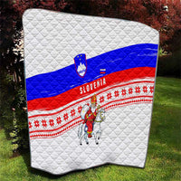 Slovenia Christmas Quilt with Saint Nicholas White Horse Snowflake Pattern and National Flag Design - Wonder Print Shop