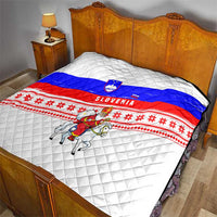 Slovenia Christmas Quilt with Saint Nicholas White Horse Snowflake Pattern and National Flag Design - Wonder Print Shop