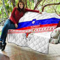 Slovenia Christmas Quilt with Saint Nicholas White Horse Snowflake Pattern and National Flag Design - Wonder Print Shop