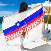 Slovenia Christmas Sarong with Saint Nicholas White Horse Snowflake Pattern and National Flag Design - Wonder Print Shop