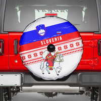 Slovenia Christmas Spare Tire Cover with Saint Nicholas White Horse Snowflake Pattern and National Flag Design - Wonder Print Shop
