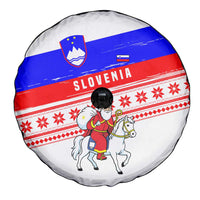 Slovenia Christmas Spare Tire Cover with Saint Nicholas White Horse Snowflake Pattern and National Flag Design - Wonder Print Shop