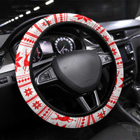 Slovenia Christmas Steering Wheel Cover with Saint Nicholas White Horse Snowflake Pattern and National Flag Design - Wonder Print Shop