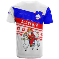Slovenia Christmas T Shirt with Saint Nicholas White Horse Snowflake Pattern and National Flag Design - Wonder Print Shop