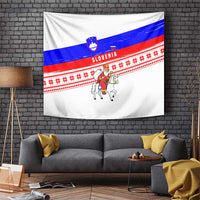 Slovenia Christmas Tapestry with Saint Nicholas White Horse Snowflake Pattern and National Flag Design - Wonder Print Shop