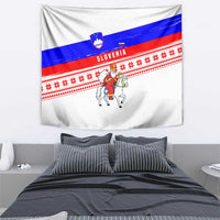 Slovenia Christmas Tapestry with Saint Nicholas White Horse Snowflake Pattern and National Flag Design - Wonder Print Shop