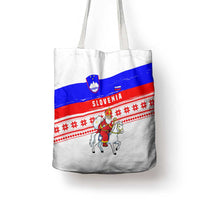 Slovenia Christmas Tote Bag with Saint Nicholas White Horse Snowflake Pattern and National Flag Design - Wonder Print Shop