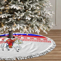 Slovenia Christmas Tree Skirt with Saint Nicholas White Horse Snowflake Pattern and National Flag Design - Wonder Print Shop