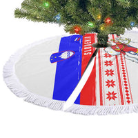 Slovenia Christmas Tree Skirt with Saint Nicholas White Horse Snowflake Pattern and National Flag Design - Wonder Print Shop