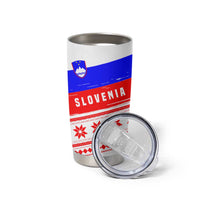 Slovenia Christmas Tumbler Cup with Saint Nicholas White Horse Snowflake Pattern and National Flag Design - Wonder Print Shop
