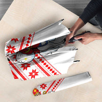 Slovenia Christmas Umbrella with Saint Nicholas White Horse Snowflake Pattern and National Flag Design - Wonder Print Shop