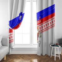 Slovenia Christmas Window Curtain with Saint Nicholas White Horse Snowflake Pattern and National Flag Design - Wonder Print Shop