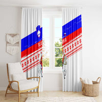 Slovenia Christmas Window Curtain with Saint Nicholas White Horse Snowflake Pattern and National Flag Design - Wonder Print Shop