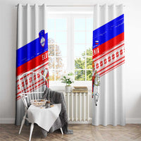 Slovenia Christmas Window Curtain with Saint Nicholas White Horse Snowflake Pattern and National Flag Design - Wonder Print Shop