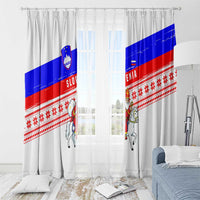 Slovenia Christmas Window Curtain with Saint Nicholas White Horse Snowflake Pattern and National Flag Design - Wonder Print Shop