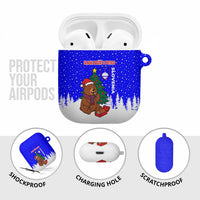 Slovenia Christmas AirPods Case with Bear Potica Cake Snowy Tree and National Emblem Design - Wonder Print Shop