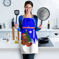 Slovenia Christmas Apron with Bear Potica Cake Snowy Tree and National Emblem Design - Wonder Print Shop