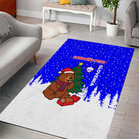 Slovenia Christmas Area Rug with Bear Potica Cake Snowy Tree and National Emblem Design - Wonder Print Shop
