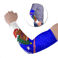 Slovenia Christmas Arm Sleeves with Bear Potica Cake Snowy Tree and National Emblem Design - Wonder Print Shop
