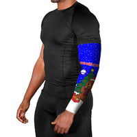 Slovenia Christmas Arm Sleeves with Bear Potica Cake Snowy Tree and National Emblem Design - Wonder Print Shop