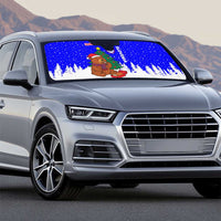 Slovenia Christmas Auto Sun Shade with Bear Potica Cake Snowy Tree and National Emblem Design - Wonder Print Shop