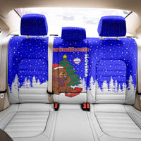 Slovenia Christmas Back Car Seat Cover with Bear Potica Cake Snowy Tree and National Emblem Design - Wonder Print Shop