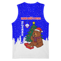 Slovenia Christmas Basketball Jersey with Bear Potica Cake Snowy Tree and National Emblem Design - Wonder Print Shop