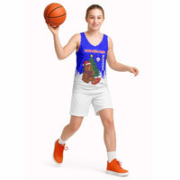 Slovenia Christmas Basketball Jersey with Bear Potica Cake Snowy Tree and National Emblem Design - Wonder Print Shop
