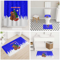 Slovenia Christmas Bathroom Set with Bear Potica Cake Snowy Tree and National Emblem Design - Wonder Print Shop