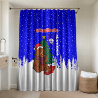 Slovenia Christmas Bathroom Set with Bear Potica Cake Snowy Tree and National Emblem Design - Wonder Print Shop