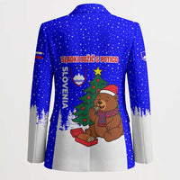 Slovenia Christmas Blazer with Bear Potica Cake Snowy Tree and National Emblem Design - Wonder Print Shop