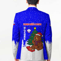 Slovenia Christmas Blazer with Bear Potica Cake Snowy Tree and National Emblem Design - Wonder Print Shop